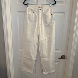 Chelsea & Violet Wide Leg Jeans White 28 Distressed High Rise Boho Casual